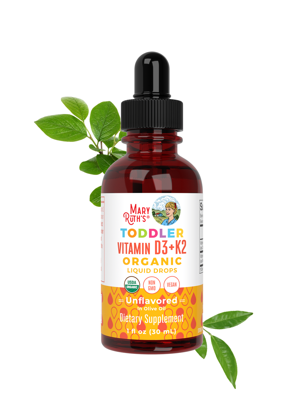 Toddler Vitamin D3 K2 Liquid Drops Unflavored 1oz