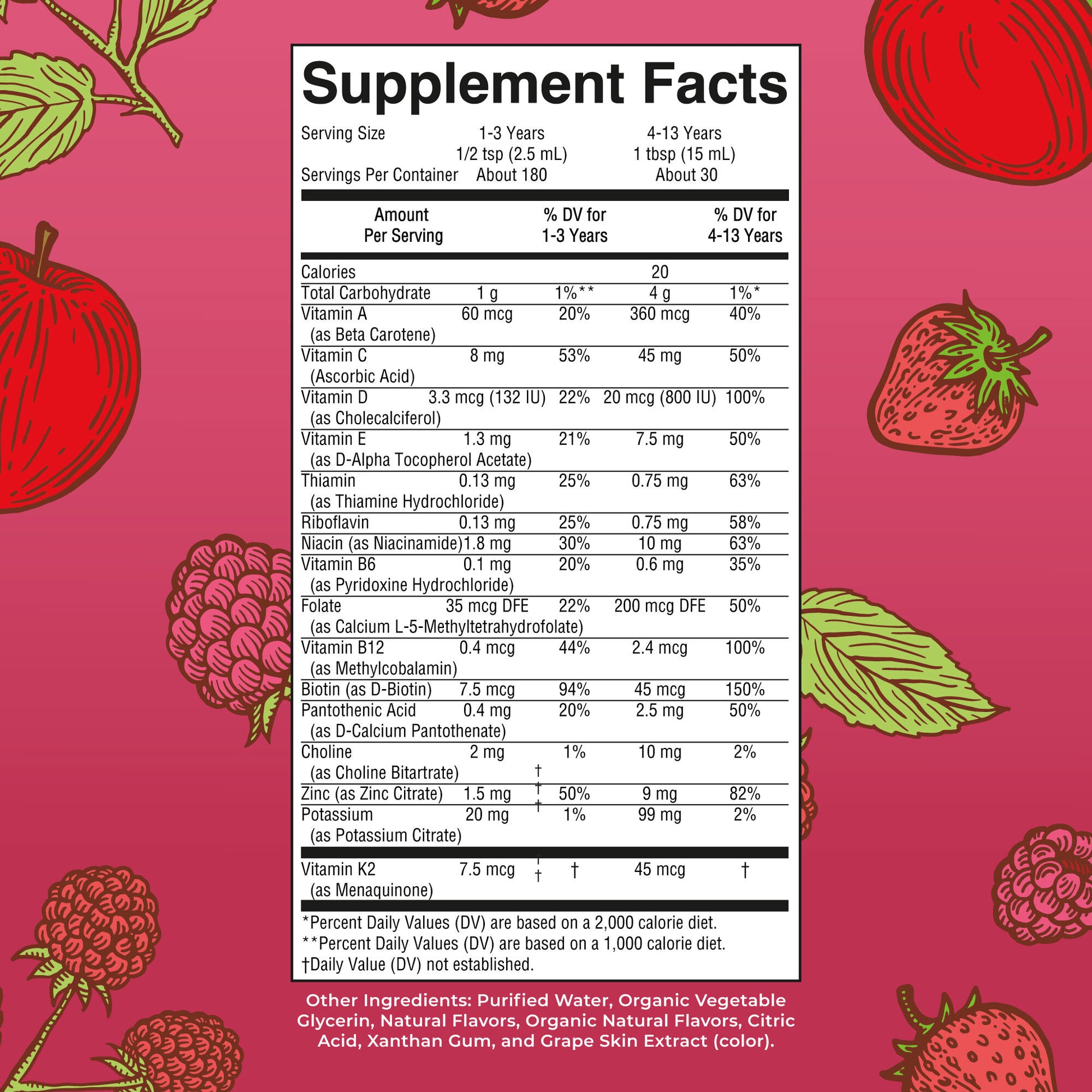 Triad of Health - Kids Liquid Morning Multivitamin Supplement Facts