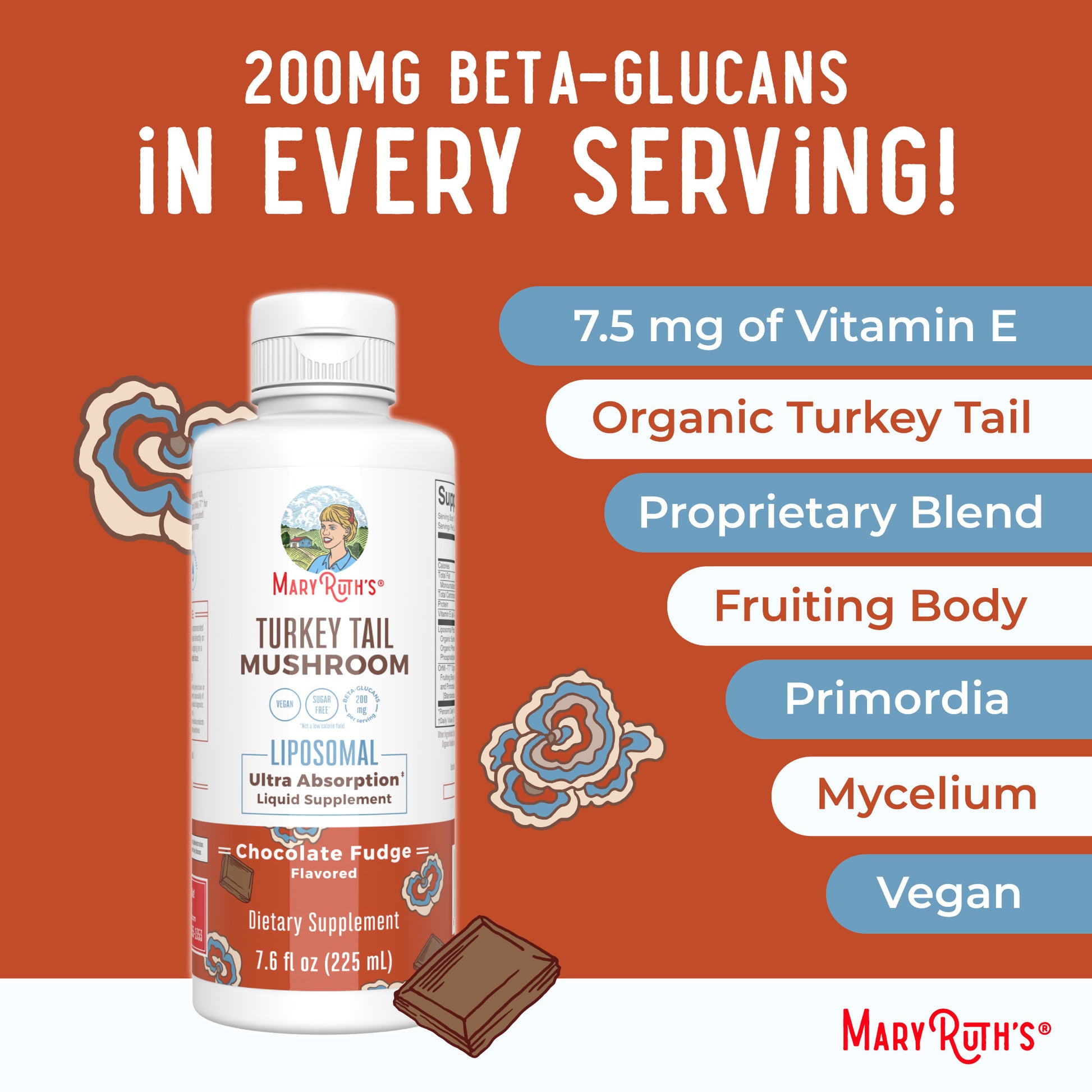 Turkey Tail Mushroom Liposomal (Chocolate Fudge) 7 oz Ingredients