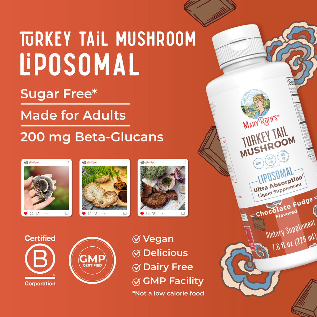 Turkey Tail Mushroom Liposomal (Chocolate Fudge) 7 oz Lifestyle Bottle