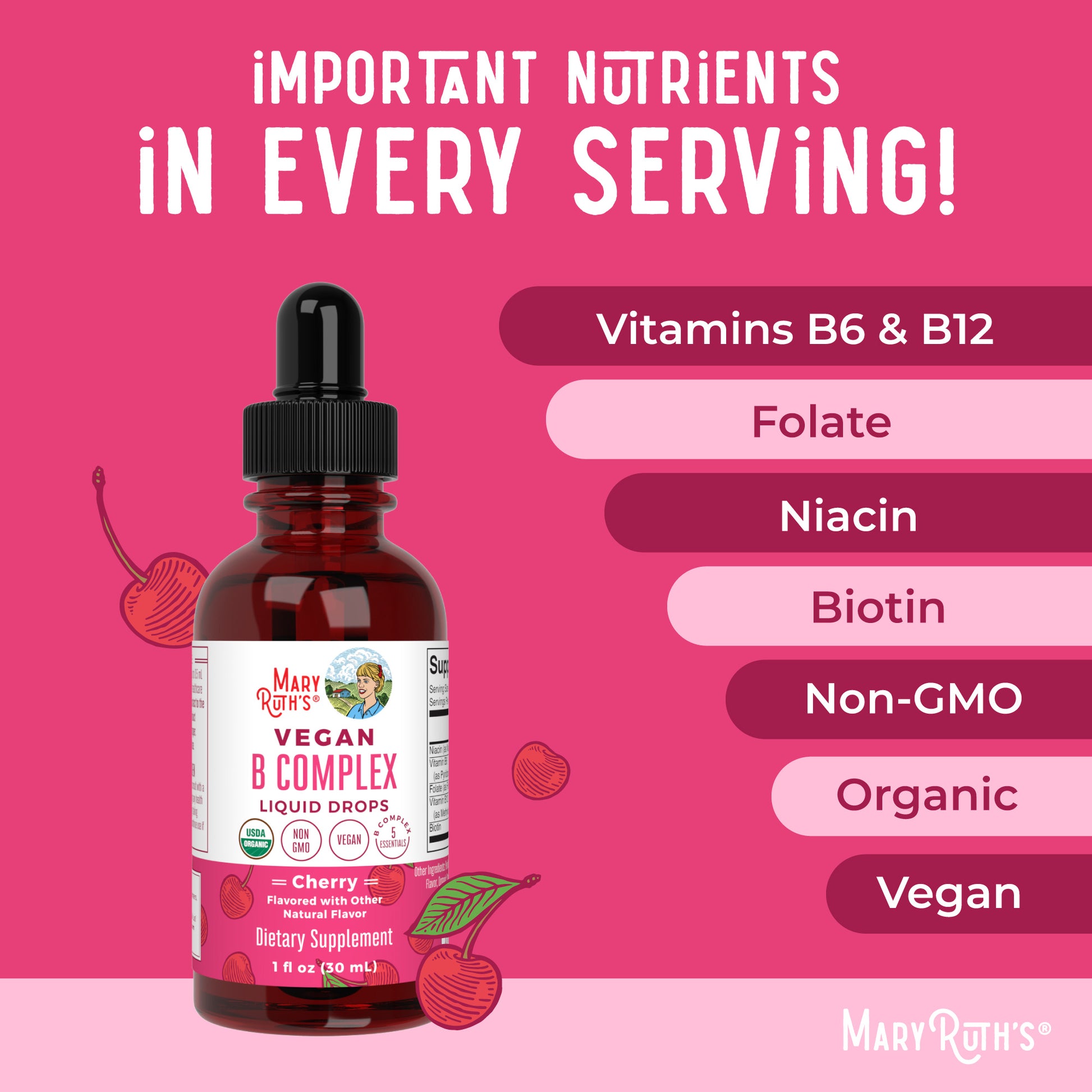 Vegan B-Complex Drops (Cherry) 1 oz Ingredients