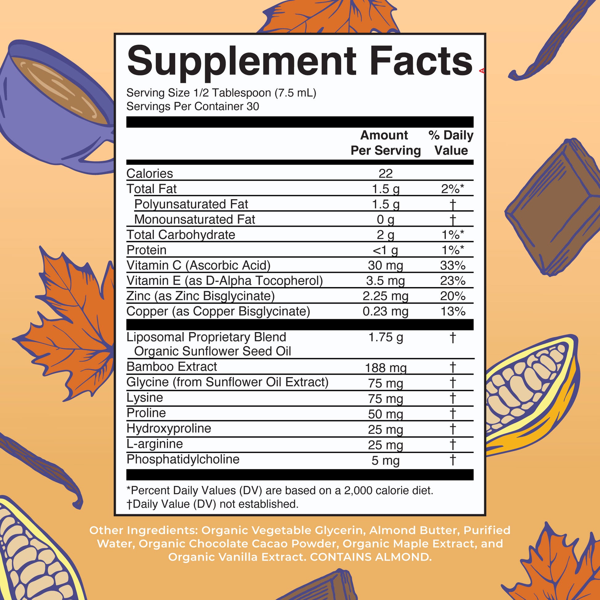 Vegan Collagen Booster Liposomal (Maple Hot Cocoa) 7 oz Supplement Facts