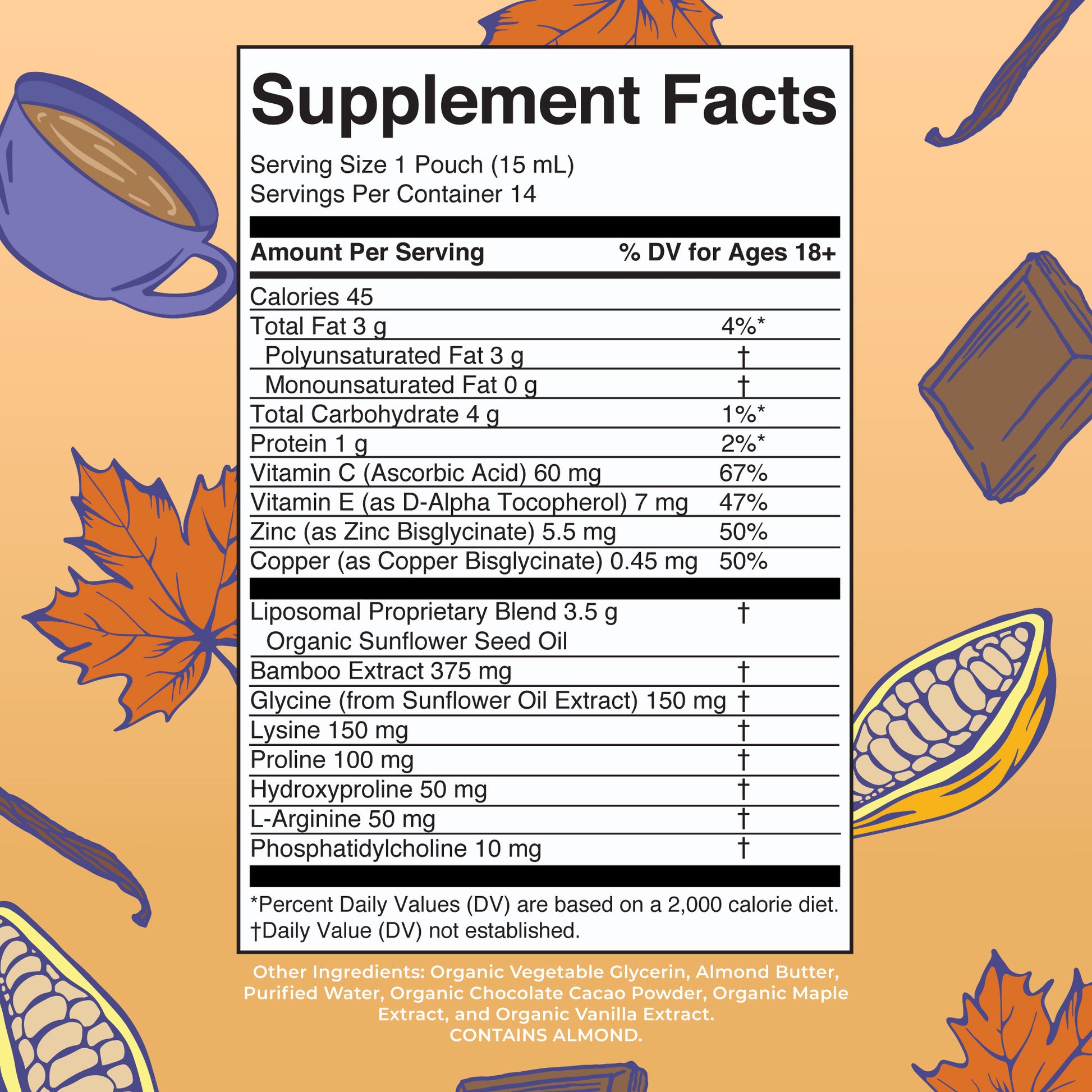 Vegan Collagen Booster Liposomal Pouches Supplement Facts