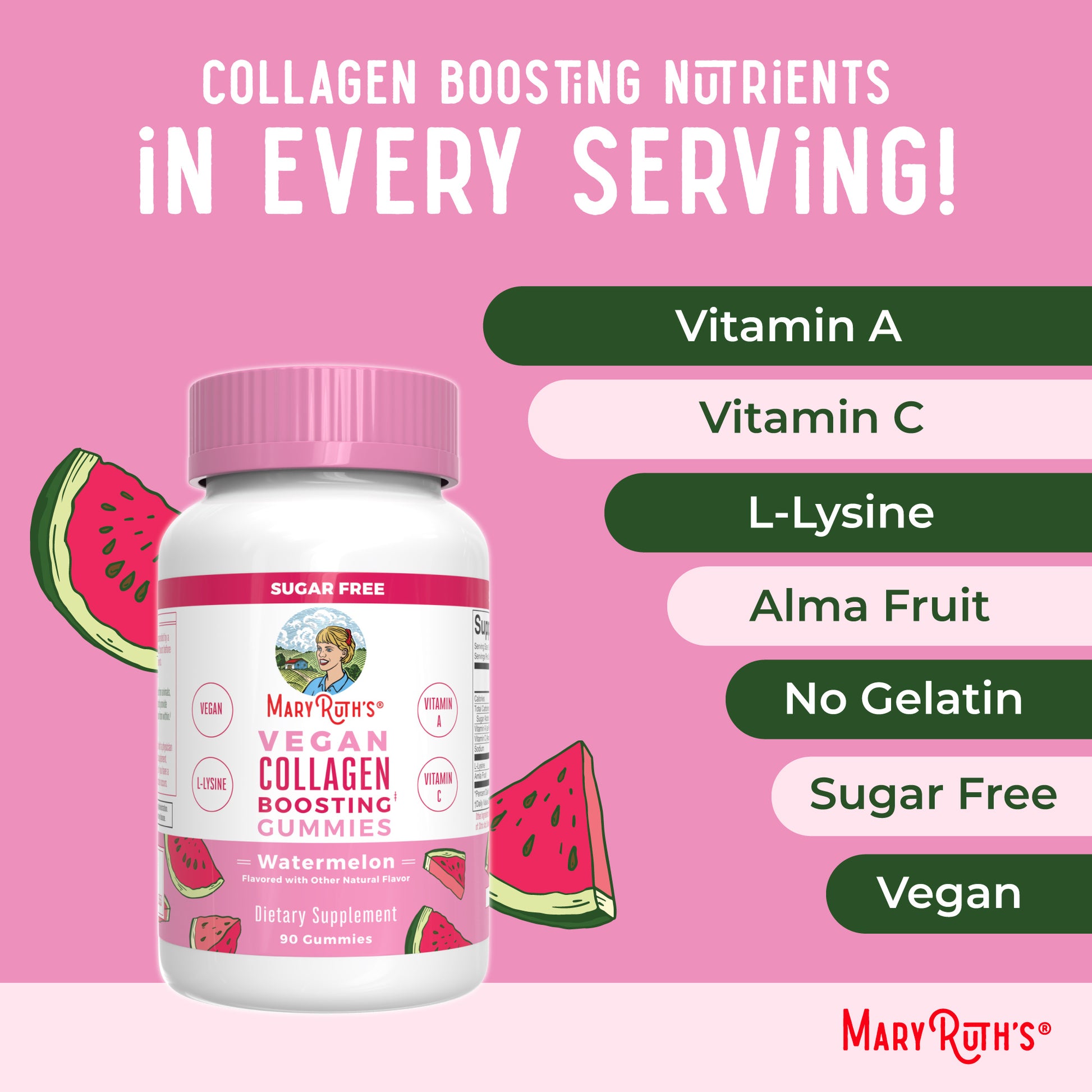 Vegan Collagen Boosting Gummies (Watermelon) 90 Count Ingredients