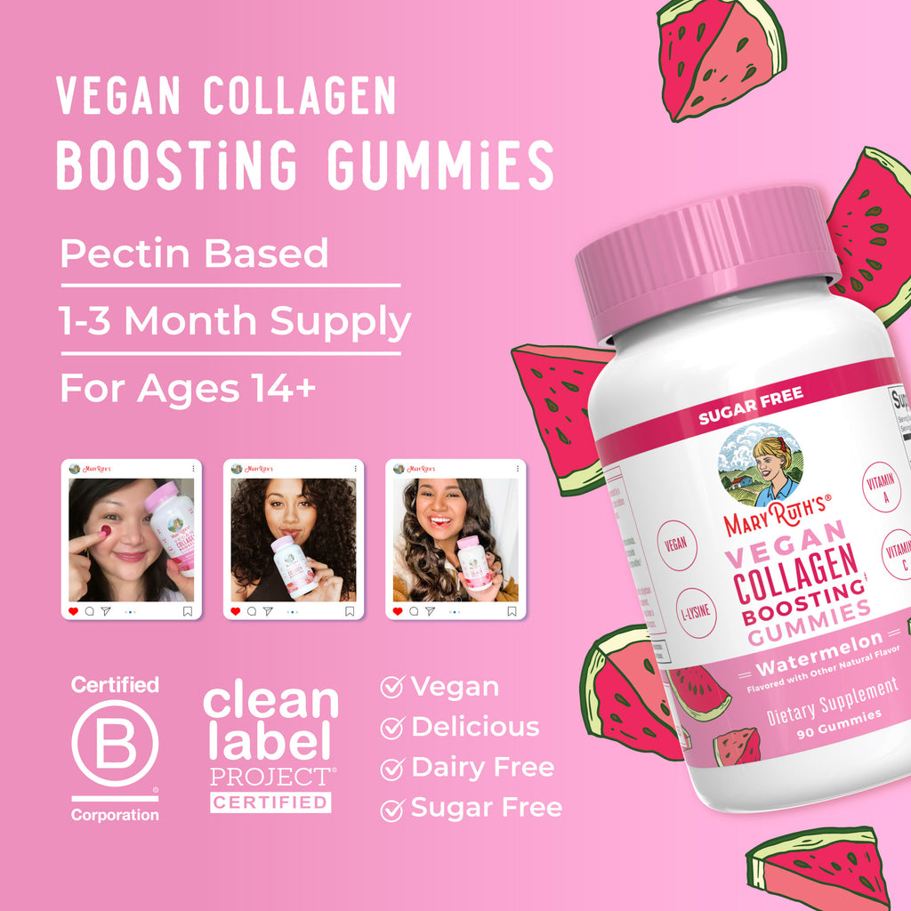 Vegan Collagen Boosting Gummies (Watermelon) 90 Count Lifestyle Bottle