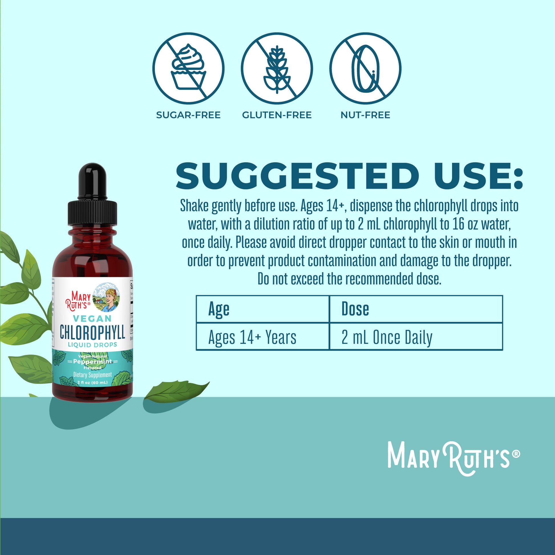 Vegan Liquid Chlorophyll Drops 2 oz Suggested Use