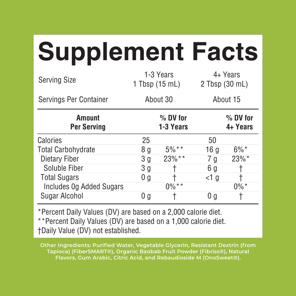 Vegan Liquid Fiber Cherry Limeade 15oz Supplement Facts