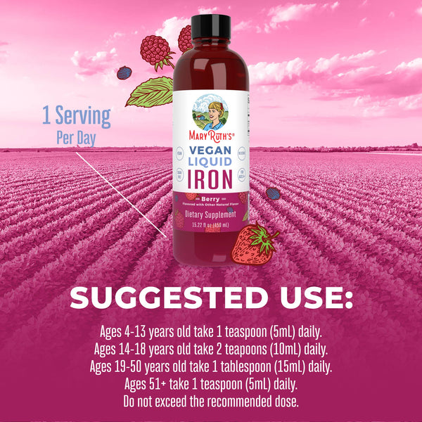 MaryRuth Liquid Iron Berry Flavor Suggested Use