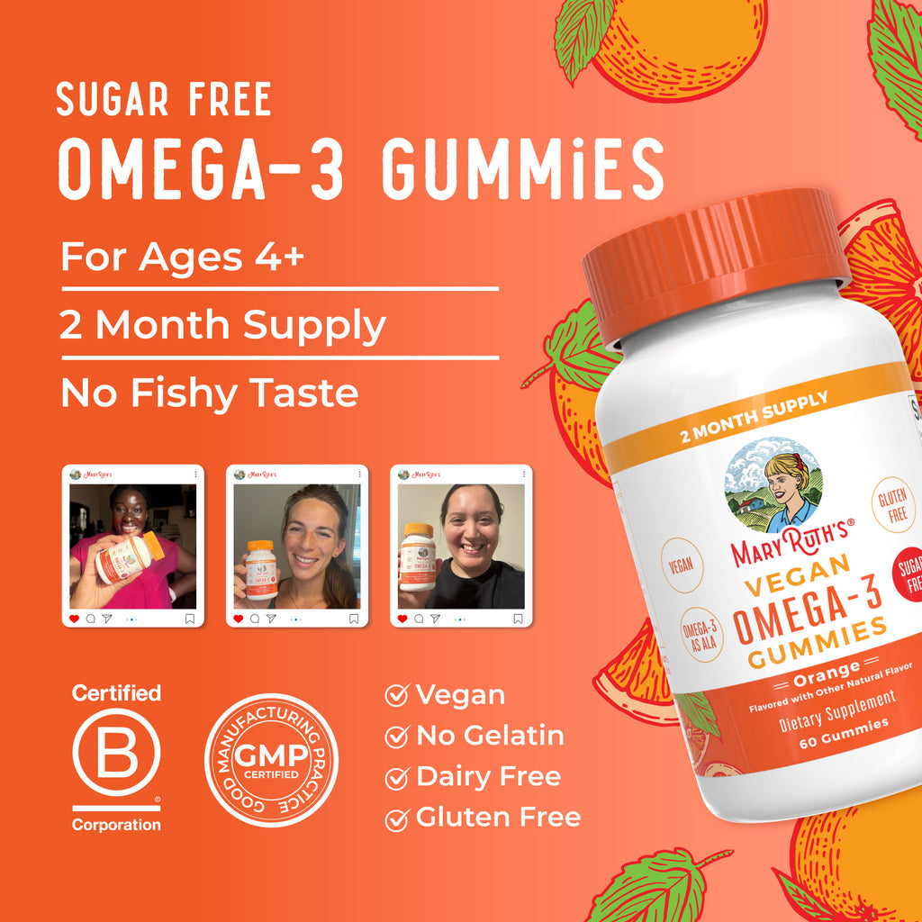 Vegan Omega-3 Gummies (Orange) 60 Count Lifestyle Bottle
