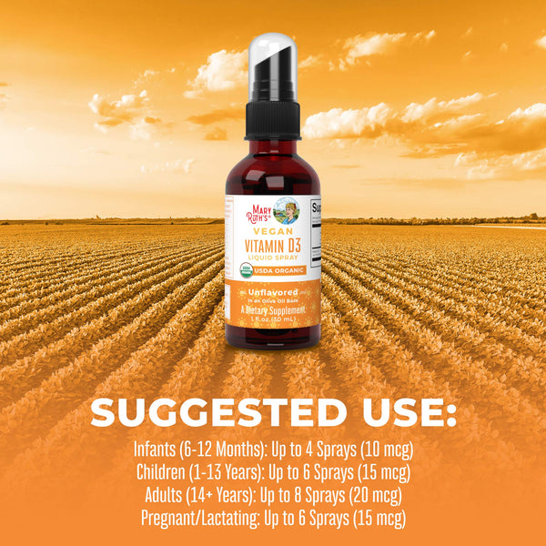 MaryRuth Vegan Liquid Vitamin D3 Spray Unflavored Suggested Use