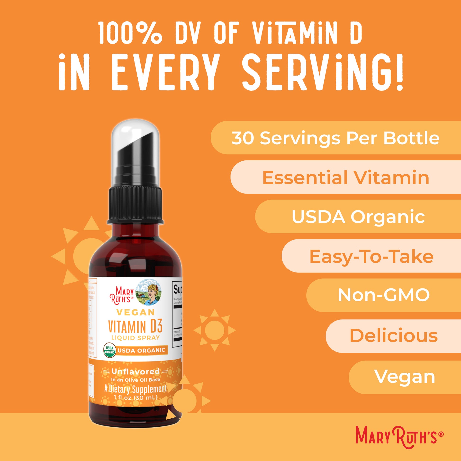 Vegan Vitamin D3 Liquid Spray (Unflavored) 1 oz Ingredients
