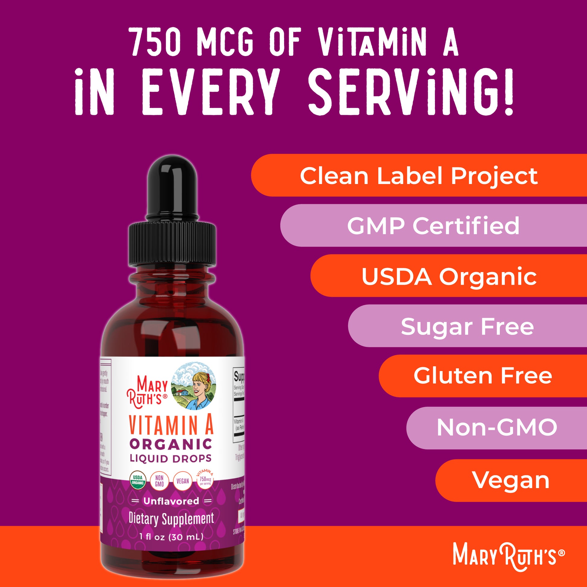 Vitamin A Organic Liquid Drops (Unflavored) 1 oz Ingredients