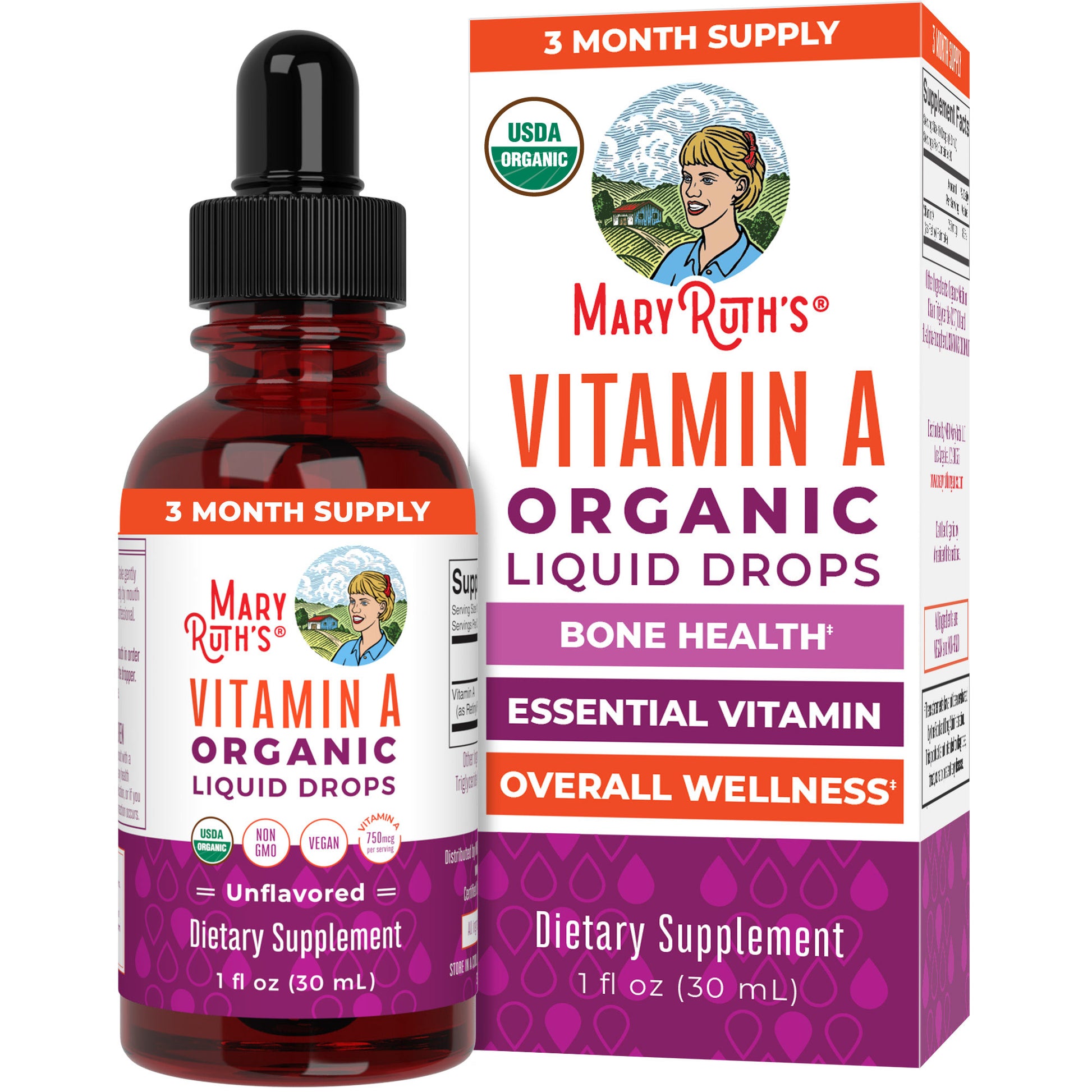Vitamin A Organic Liquid Drops (Unflavored) 1 oz