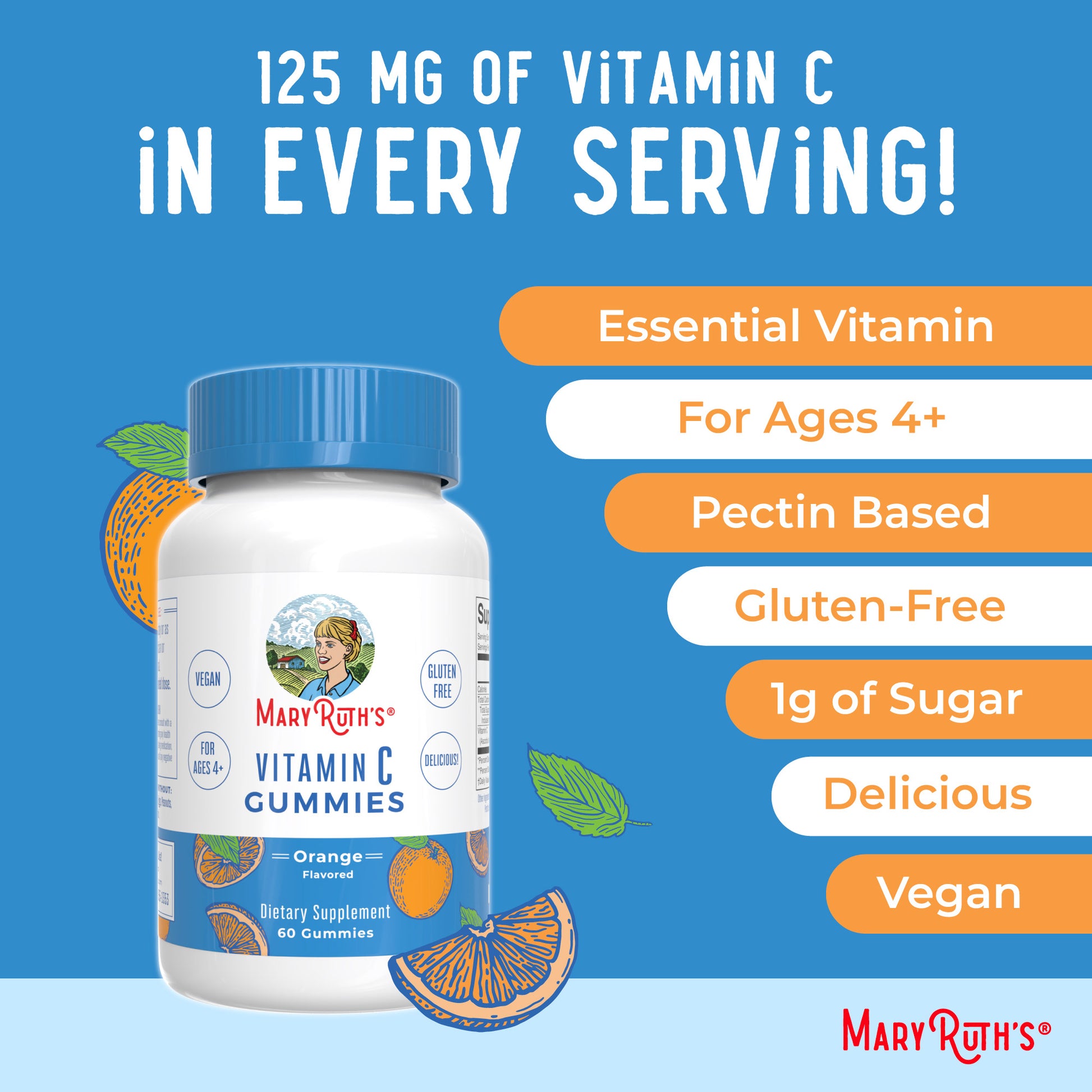 Vitamin C Gummies (Orange) 60 Count Ingredients