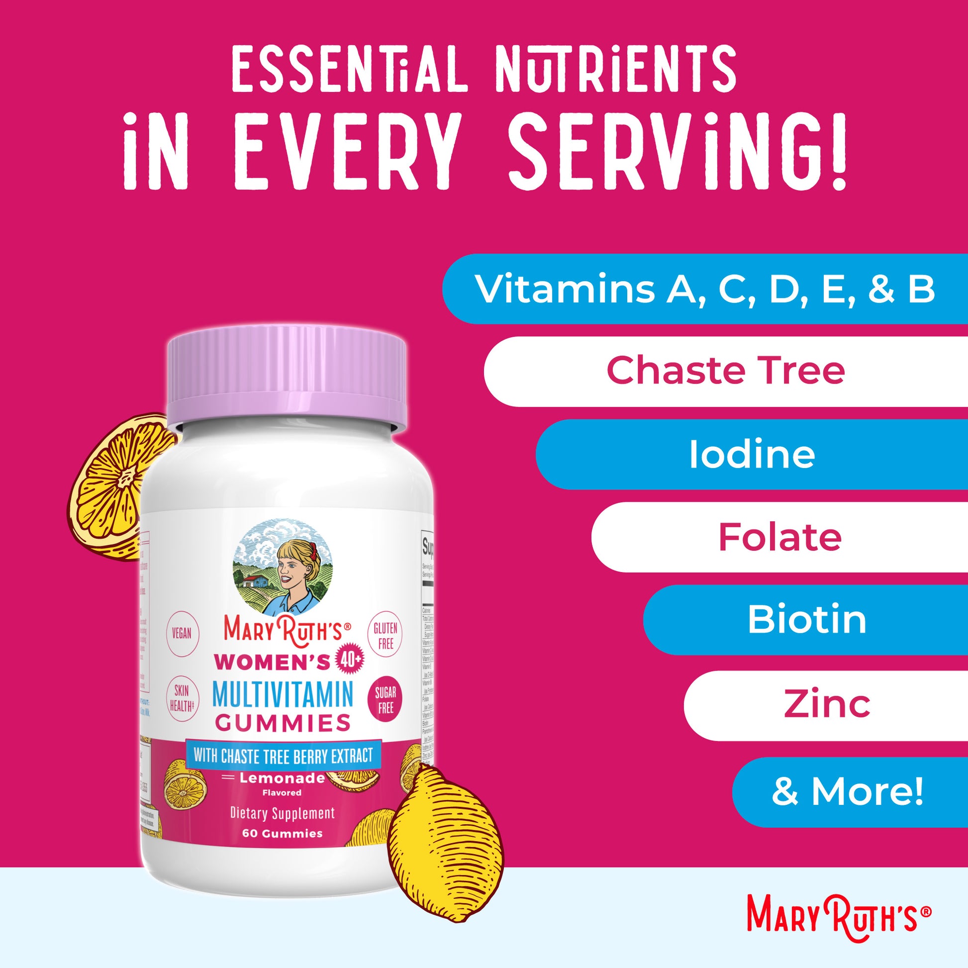 Women’s 40+ Multivitamin Gummies (Lemonade) 60 Count Ingredients
