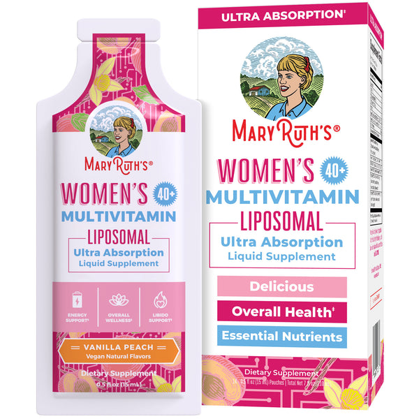 Women's liposomal multivitamin packaging, highlighting ultra absorption and essential nutrients.