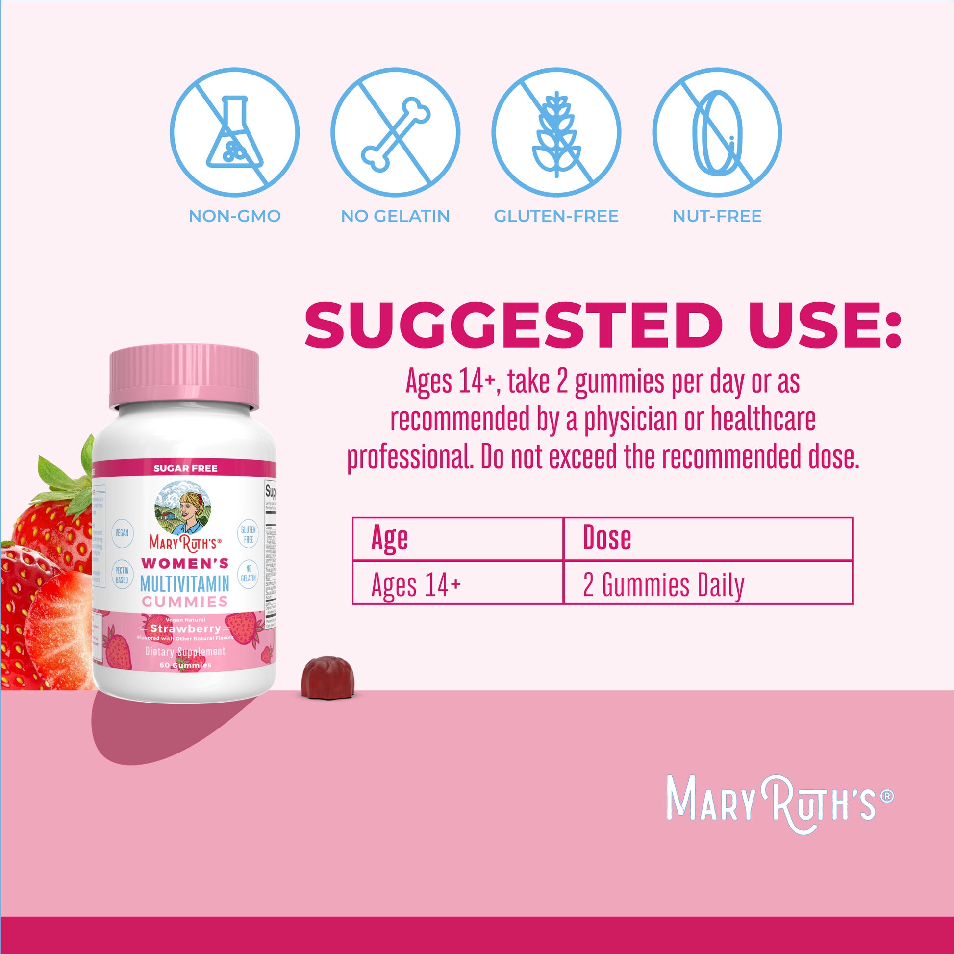Women’s Multivitamin Gummies (Strawberry) 60 Count Suggested Use