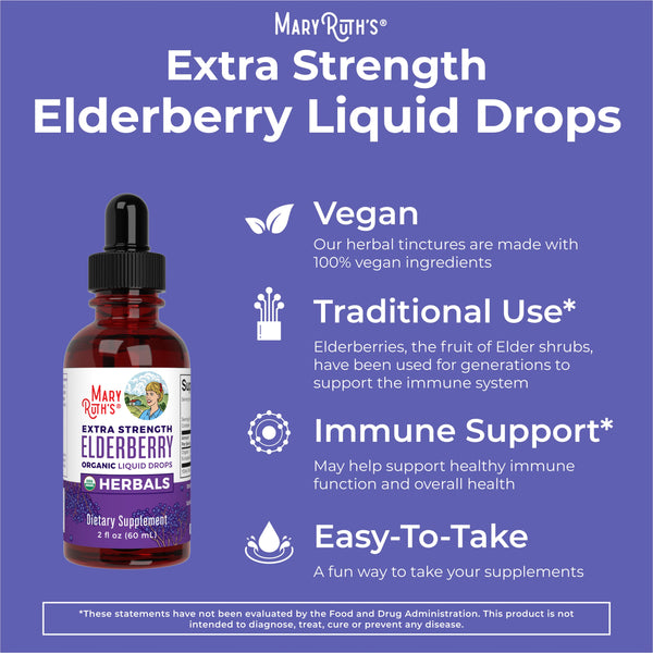 MaryRuth Organic Elderberry Herbal Liquid Drops Extra Strength Advertisement