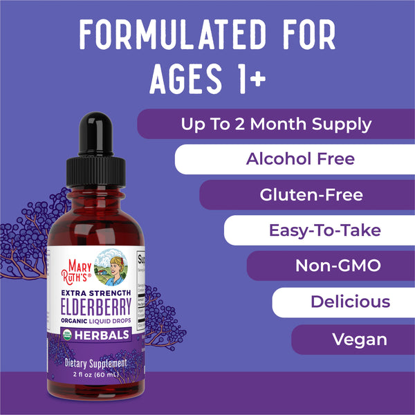 MaryRuth Organic Elderberry Herbal Liquid Drops Extra Strength  Advertisement