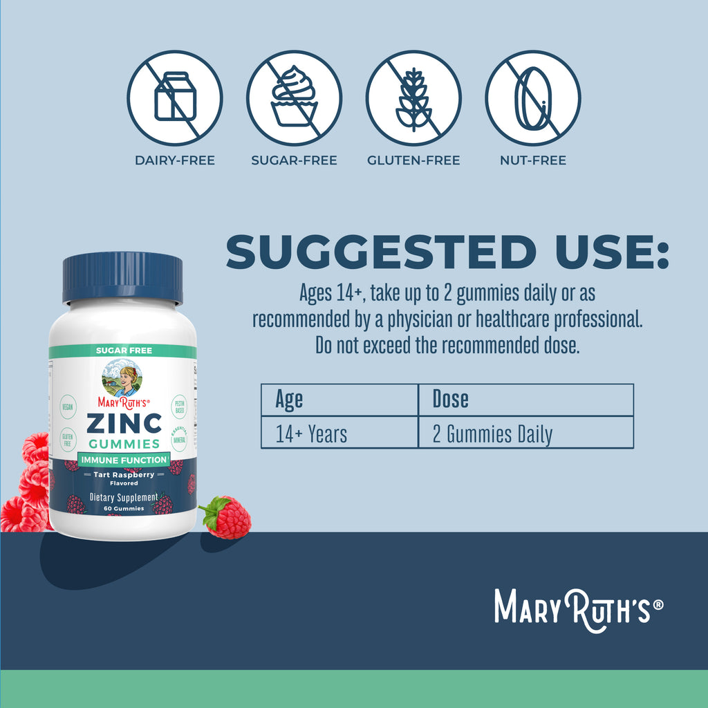 Zinc Gummies Immune Function Tart Raspberry 60 ct Suggested Use