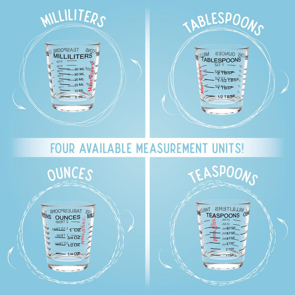 MaryRuth Measuring Cup Shot Glass  Four available measurement units