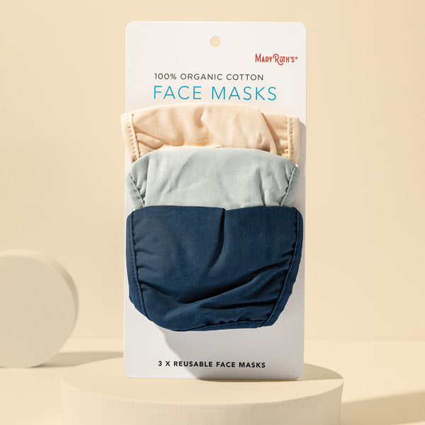 3 Layer Organic Cotton Face Mask | Pack of 3 Mask – MaryRuth Organics