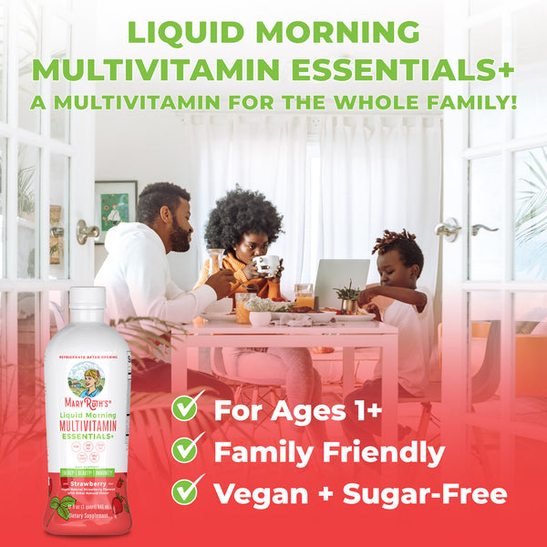 MaryRuth Liquid Morning Multivitamin Essentials+ Strawberry Flavor Product Overview