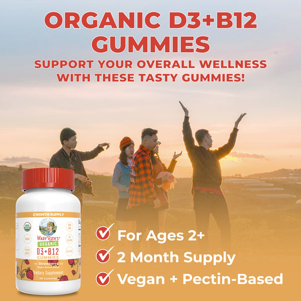 MaryRuth Organic D3+B12 Gummies strawberry flavor Product Overview