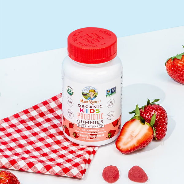 MaryRuth Organic Kids Probiotic Gummies Strawberry Flavor Product Photography
