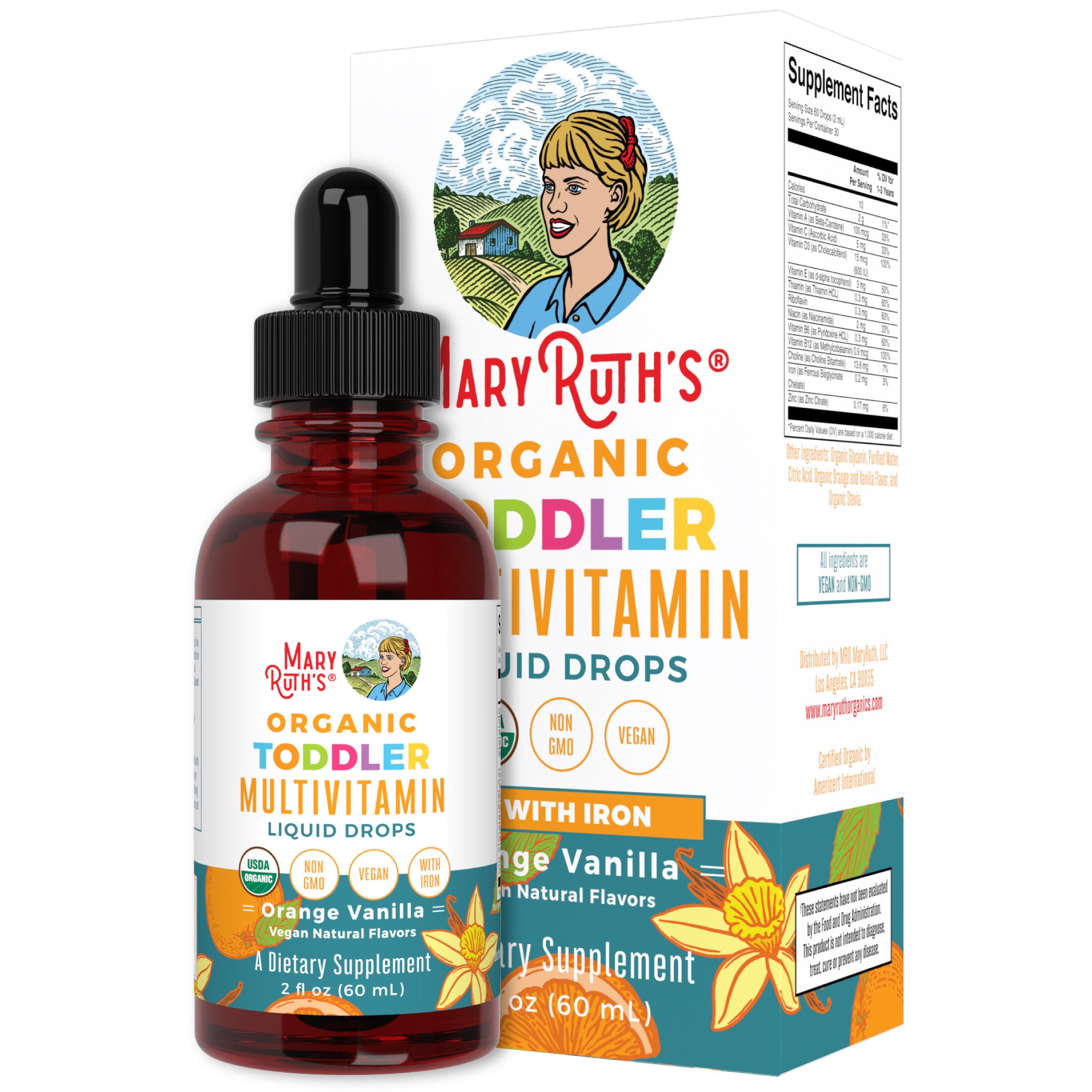 Organic Toddler Multivitamin Liquid Drops With Iron