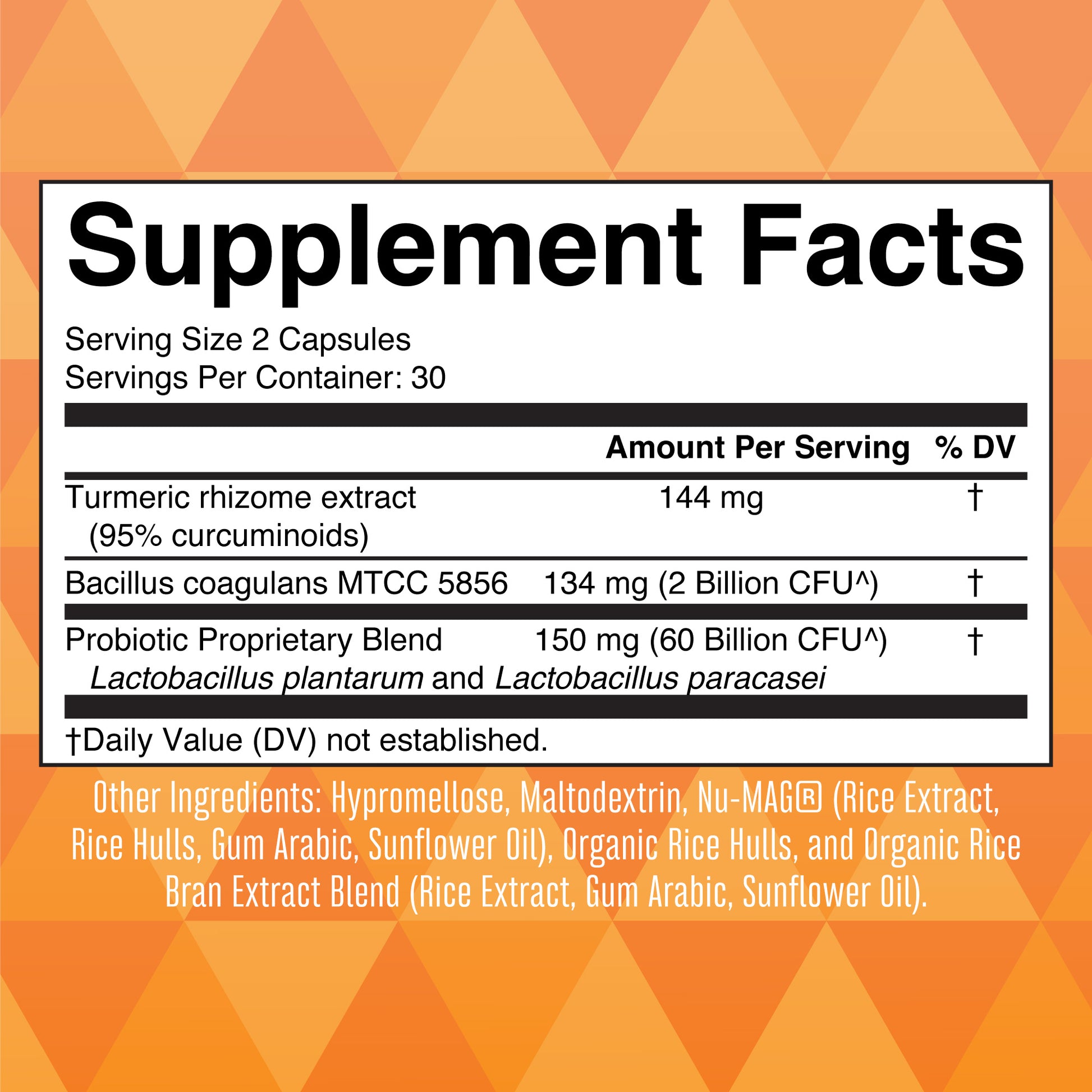 MaryRuth Turmeric Probiotics For Gut Health Capsules Supplement Facts