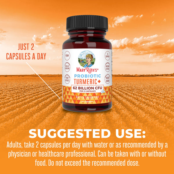 MaryRuth Turmeric Probiotics For Gut Health Capsules Suggested Use
