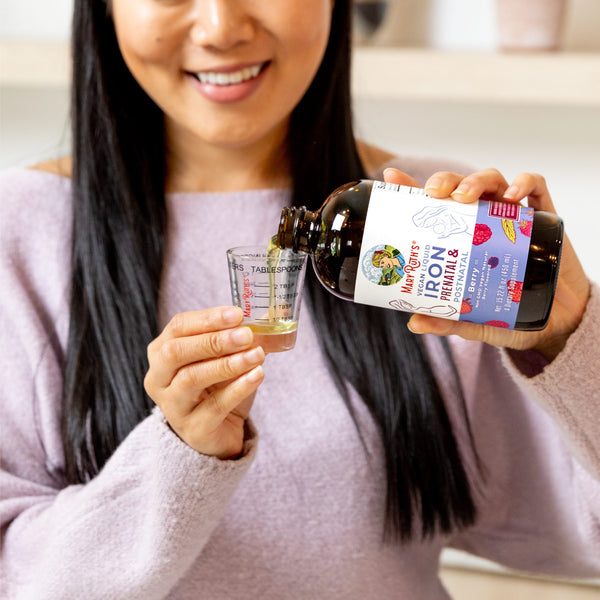 MaryRuth Prenatal & Postnatal Liquid Iron Supplement For Pregnancy Berry Flavor Product Photography