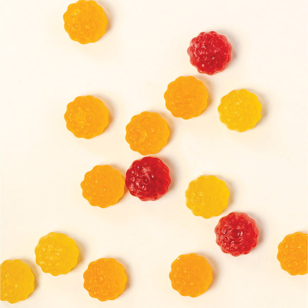 MaryRuth Vegan Vitamin D3 Gummies For Kids & Adults Lemon, Strawberry & Orange Flavor Product Photography